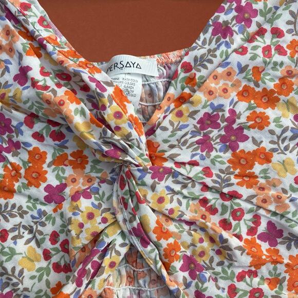 Y2K floral flutter sleeve crop top, coquette cottagecore whimsical fairy boho - Picture 3 of 6